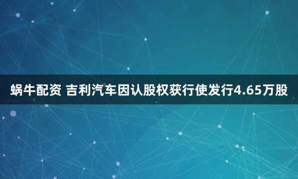 蜗牛配资 吉利汽车因认股权获行使发行4.65万股