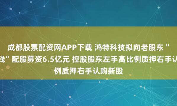 成都股票配资网APP下载 鸿特科技拟向老股东“伸手要钱”配股募资6.5亿元 控股股东左手高比例质押右手认购新股